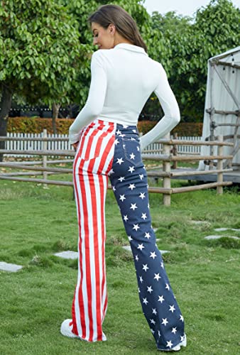 Yuanbang Flare Jeans For Women High Waisted Stretchy American Flag Bell Bottoms Denim Flare Pants #TOP2