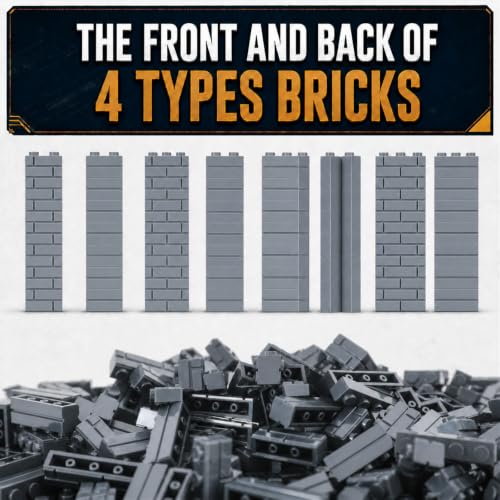Noorastars 500PCS Masonry Profile Bricks Set, 4 Shapes Classic Wall Bricks Bulk Compatible with Lego Parts and Pieces - Dark Grey by Noorastars - Used condition - Image 5