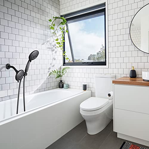 Cobbe 48-Setting High Pressure 3-Way Shower Head Combo, Hand Held Shower & Rain Shower Separately Or Together, 4.7" Dual 2 In 1 Showerhead With Stainless Steel Hose - Black - U.s. Invention Patents #TOP6