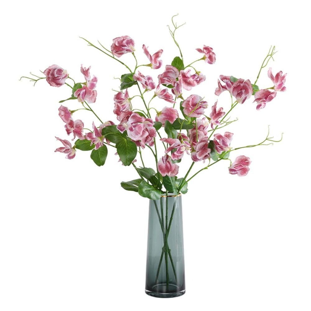 Fiori artificiali di pisello, 55 cm, in finta seta, ornamento floreale, ramo di pisello in seta (rosa scuro)