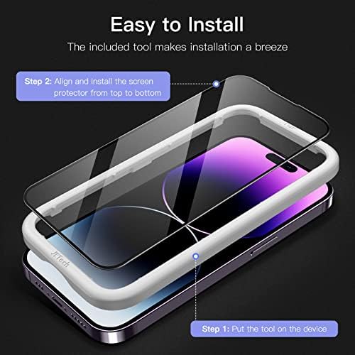 JETech Pełny Pokrycie Ochraniacz Ekranu dla iPhone 14 Pro Max 6,7 Cala, Czarna Krawędź Screen Protector z Szkło Hartowane Film Folia z Narzędzie Łatwej Instalacji, HD Przezroczyste, 3 Sztuki