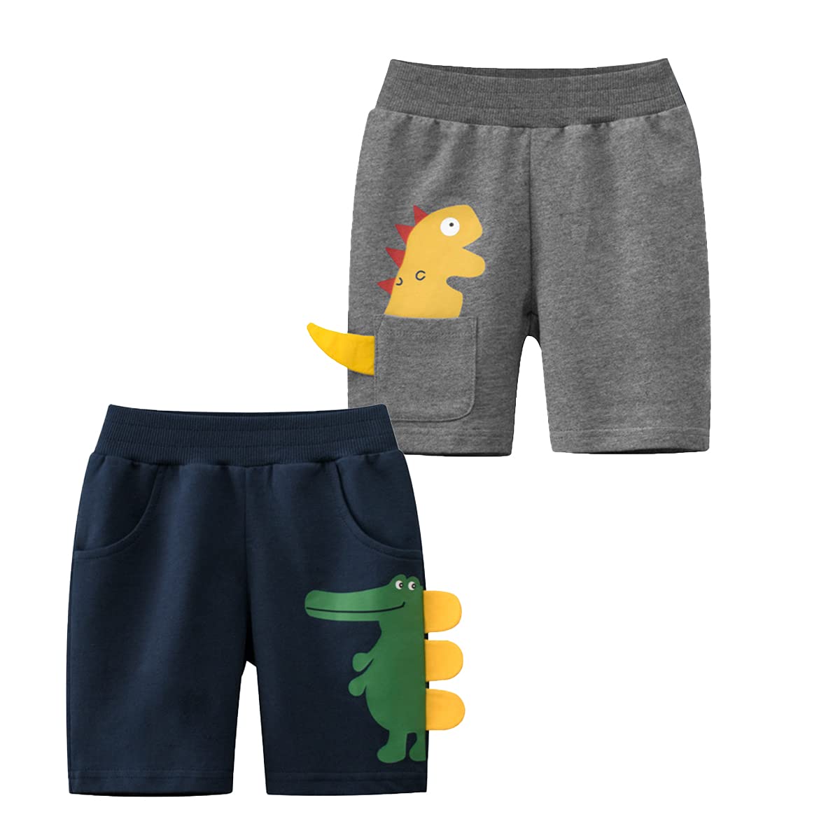 Snyemio Pack de 2 Short Niños Algodón Verano Bermudas Bébé Pantalones Cortos Casual Pull-on de 1 a 7 años