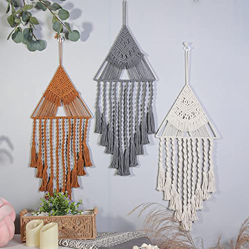 Tapiz de triángulo bohemio tejido a mano para decoración de pared 5
