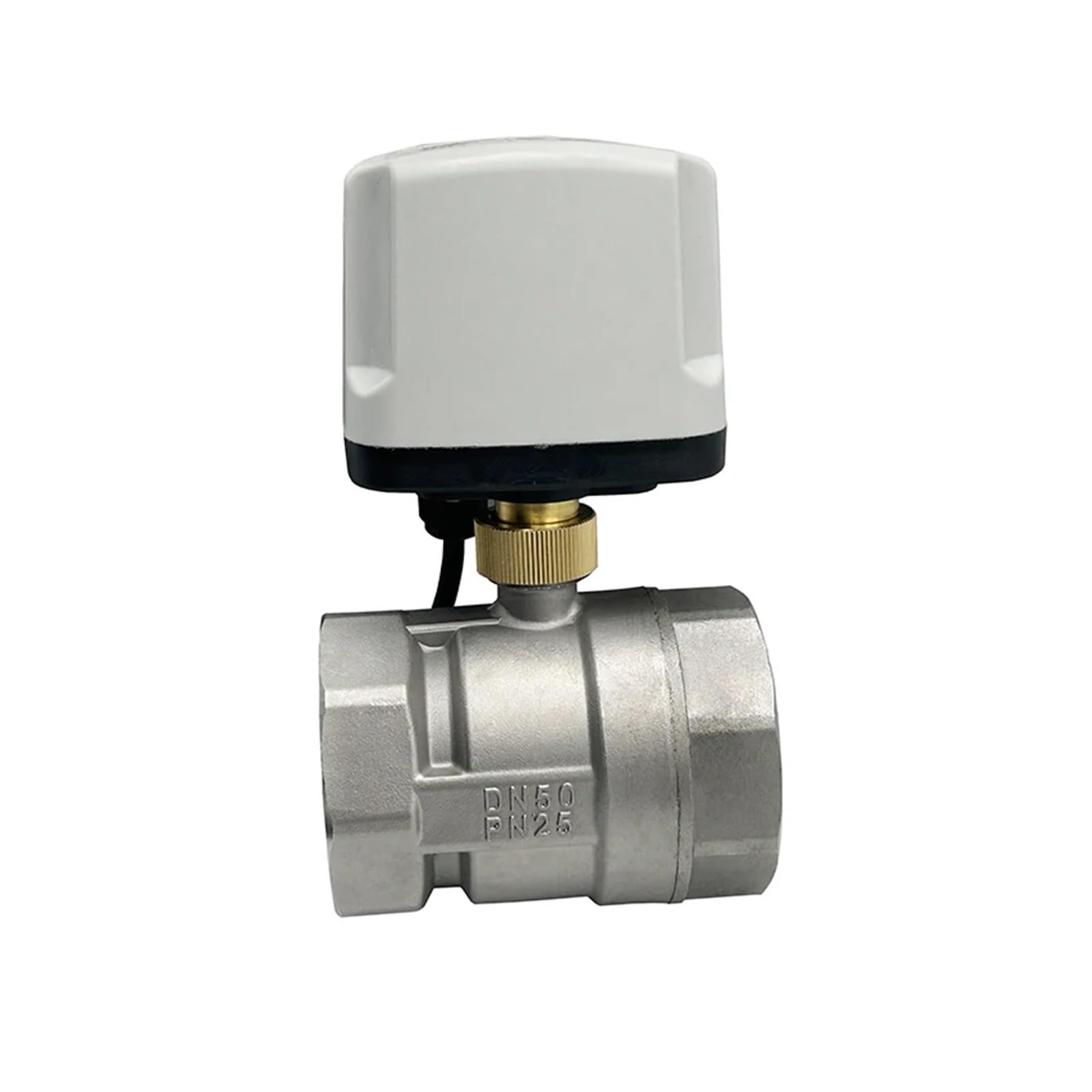 Valve motorisée Vanne à boisseau sphérique motorisée IP65 en acier inoxydable 304 1/2", 3/4", 1", 1-1/4", 220 V, 12 V, 24 V, 3 fils, 2 commandes(DN32,24VDC_CR02)