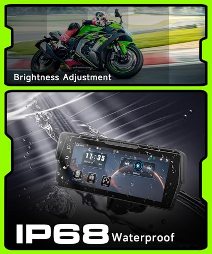 Image of Motorcycle CarPlay Screen 6.86 Inch Portable Wireless Carplay Android Auto for Motorbike IP68 Waterproof Touchscreen, Supports Airplay & Android Cast GPS Navigation Bluetooth EQ DVR Loop Video