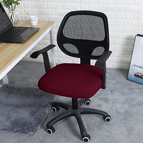 Image of FORCHEER Office Desk Chair Seat Cover 18inch 1 Piece Water Resistant Stretch Computer Chair Seat Cushion Slipcover Washable-Burgandy