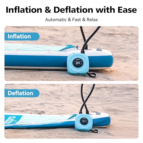 Hydrohero Electric Paddle Board Pump, Rechargeable 20PSI High Pressure SUP Pump, Intelligent Dual Stage Inflation & Deflation, Auto-Off for Stand Up Paddle Boards, Surfing Kite, Tent, Boat (Blue) by Hydrohero - Image 5