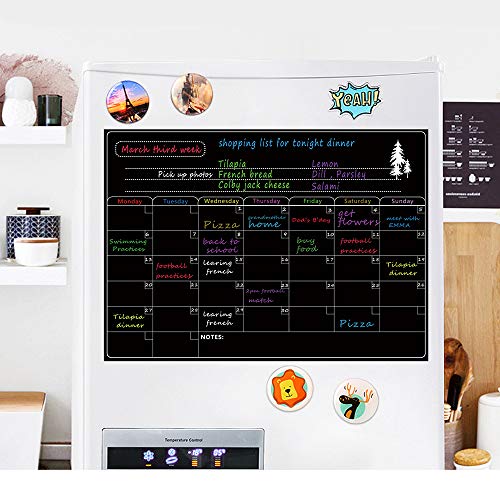 KKmoon Quadro magnético de apagamento a seco Calendário Quadro branco Adesivos de refrigerador Cozin