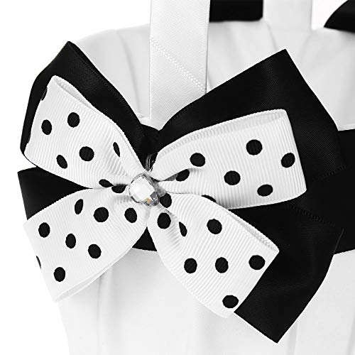 Baugger - 7 * 7 polegadas branco preto Bowknot cetim anel portador de travesseiro e casamento Flower