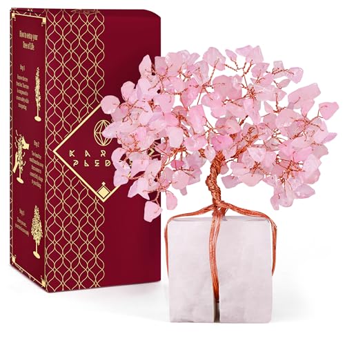 Rose Quartz Crystal Tree of Life Unique Birthday Gifts for Women, Mom, Sister, Friends. Handcrafted Chakra Healing Crystal and Stones for Positivity, Money, Luck, Aesthetic Home and Office Decor