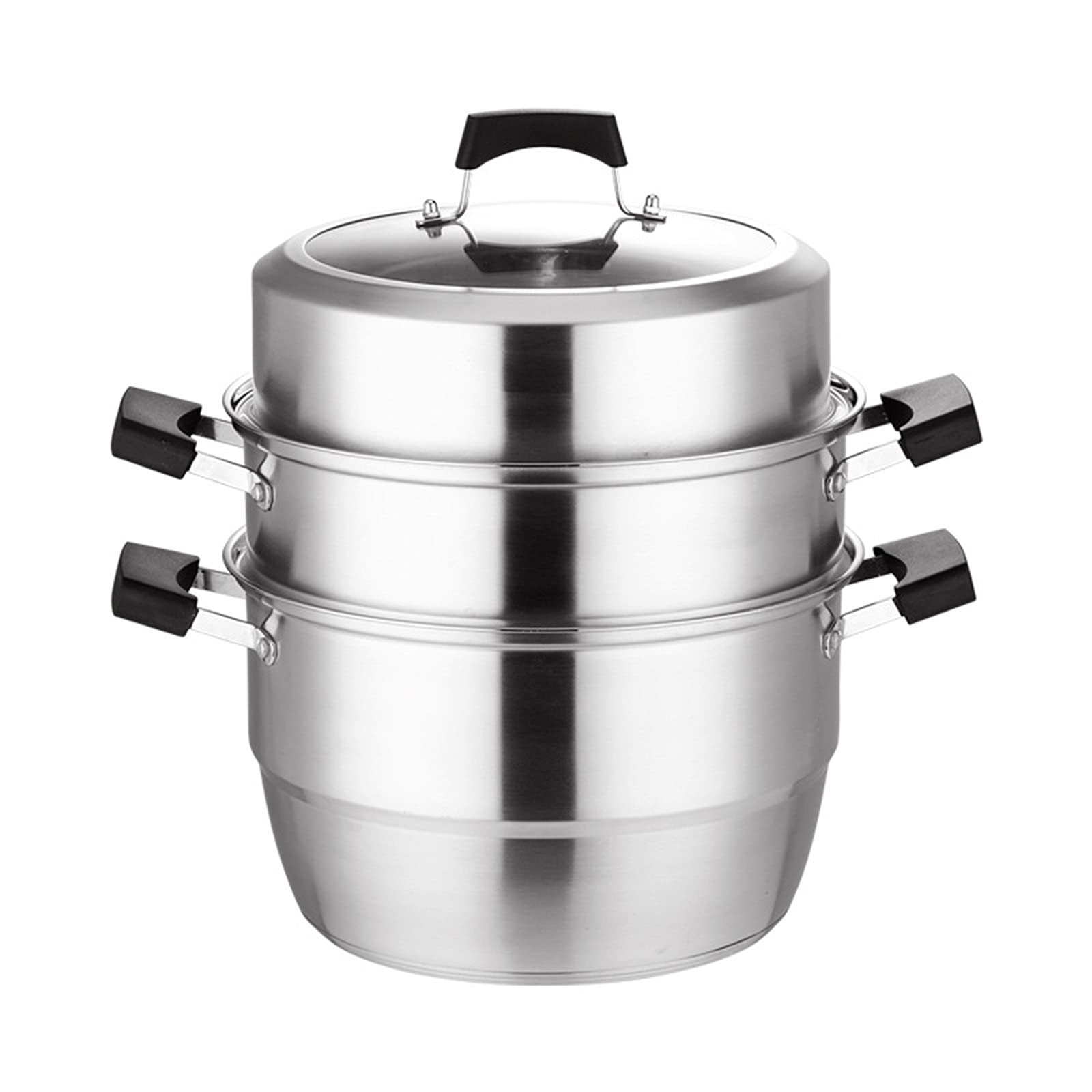 AIZYR Dampfgartopf Aus Edelstahl 304 Dampfkochtopf Soße Mit Gehärtetem Glasdeckel Für Tamale, Gemüse, Knödel,30cm
