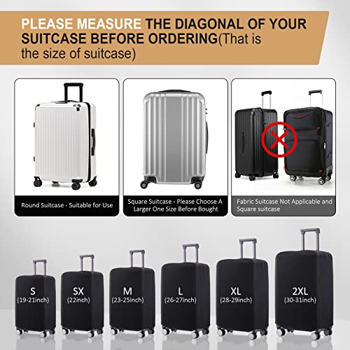 Travel Luggage Cover Suitcase Protector Scratch-Resistant Fit 19-31 Inch Suitcase, Not Included Suitcase (Black, S(19-21inch))4