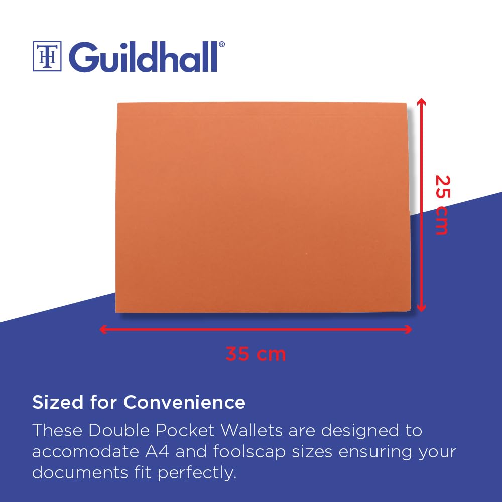 Guildhall, carpetta portadocumenti con tasche, in canapa di manila [confezione da 25] Orange