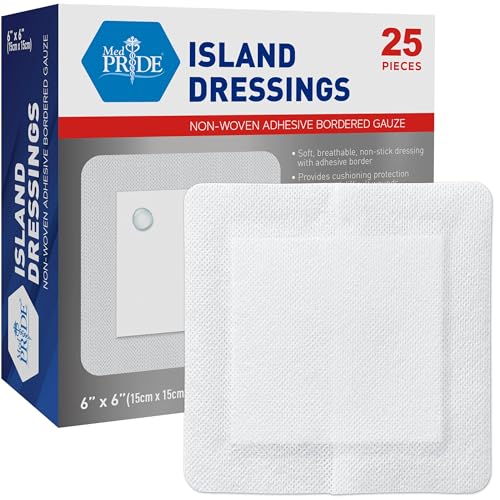 MED PRIDE Adhesive Gauze Pads 6x6 25 Sterile Individually Packed Nonstick Breathable Bandages for Wounds Highly Absorbent Latex Free (6 x 6 AB4339)