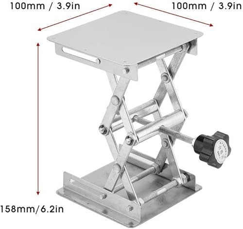 Miniatura 8 de Gato de tijera de laboratorio, 3.9 x 3.9 pulgadas, soporte de elevación de laboratorio de elevación de acero inoxidable, soporte de tijera, control
