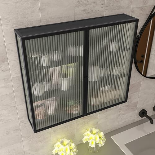 Botiquín de pared con puerta, 3 estantes ajustables, solución de almacenamiento ideal para artículos esenciales y artículos de tocador, diseño que ahorra espacio