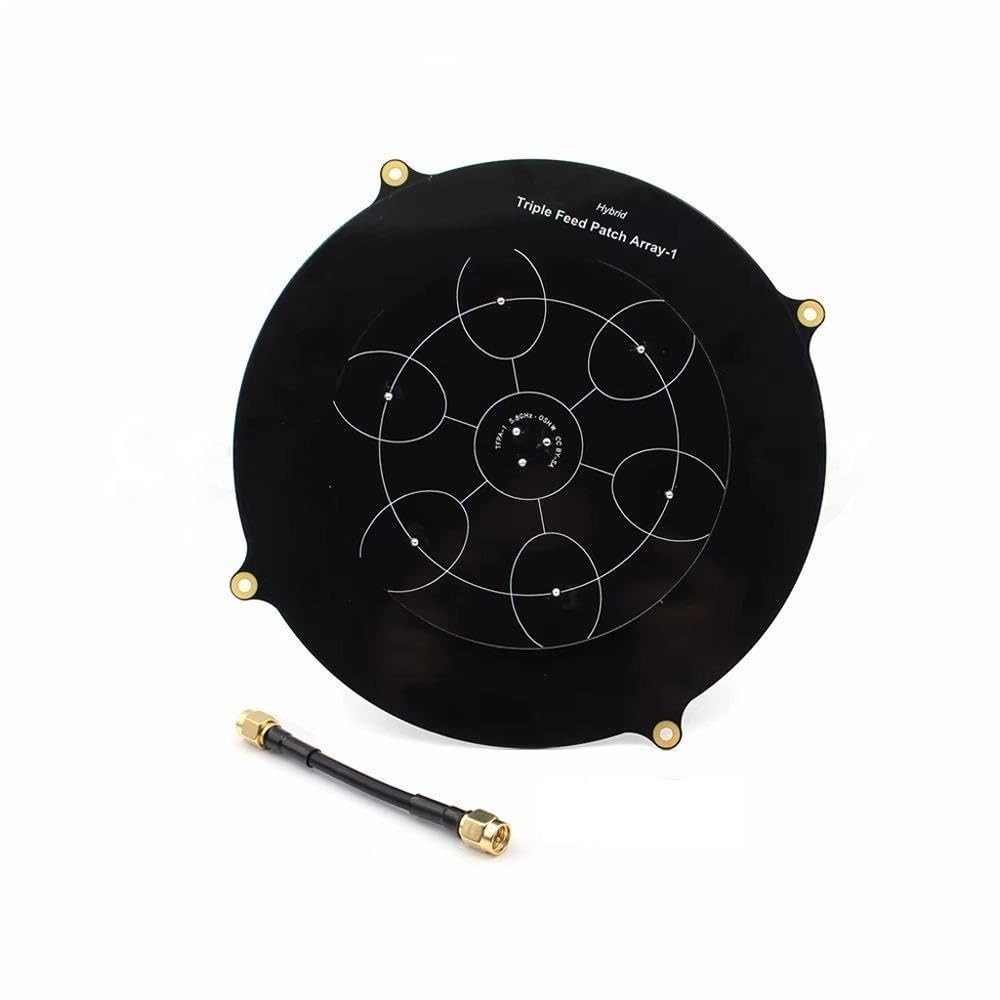 5.8G Flat Pagoda Directional Circularly Polarized Antenna Triple Feed Patch Array RHCP LHCP 14DBi for VTX Extended Range Signal (1PC 14DBI SMA)