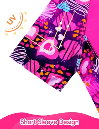 Girl Swimsuits 2 Pieces Multicolor Short Sleeve Quick Dry Durable Rash Guard Set with Shorts4