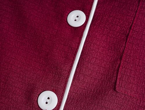 Image of Hupohoi Big Girls Button Down Pajama Set 3pcs Short Sleeve Long Pants with Shorts Crepe Wrinkled Fabric Sleepwear Nighty