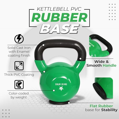 Image of Yes4All Kettlebells Rubber Base, Kettlebell Set for Women, Strength Training Kettlebells Weights (10-65 lbs)