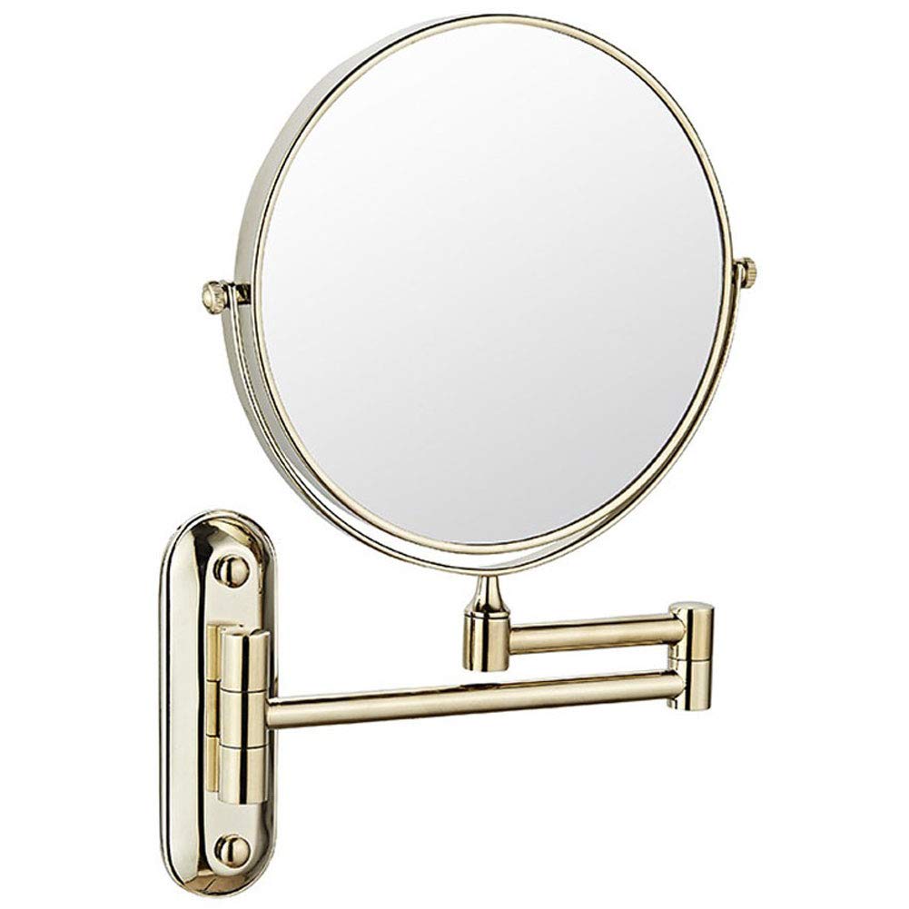 SaryEdge Wall Mounted Mirror, 3/5X Magnification + Normal Bathroom Shaving Mirror Double-sided Magnifying Makeup Vanity Swivel Mirror, 8 Inch Extendable Arm, Chrome Finished,Titan,Titanium Gold-1X/3X