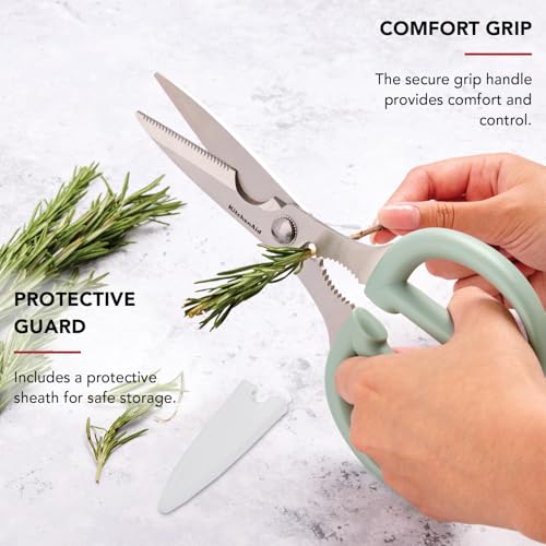Image of KitchenAid 2-Piece Multipurpose Shear Set, Versatile Scissors with Nutcracker, Bottle Opener, Ergonomic Handles with Protective Blade Covers