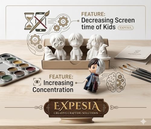 Image of EXPESIA Harry Potter DIY Craft Kit, Resin Art Set with Harry, Ron, Hermione, Sorting Hat and Hogwarts Letter, Painting Clay Decoration