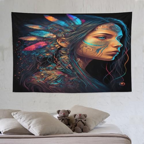 Tapisserie amérindienne rideau mural 150x230 pour cacher un mur vide et décorer le salon