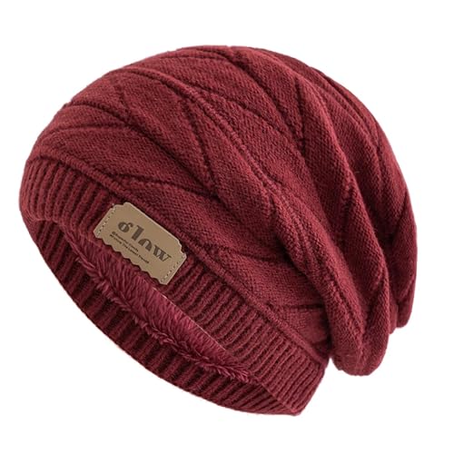 Bonnet d'hiver unisexe chapeau de ski tricoté doublé peluche