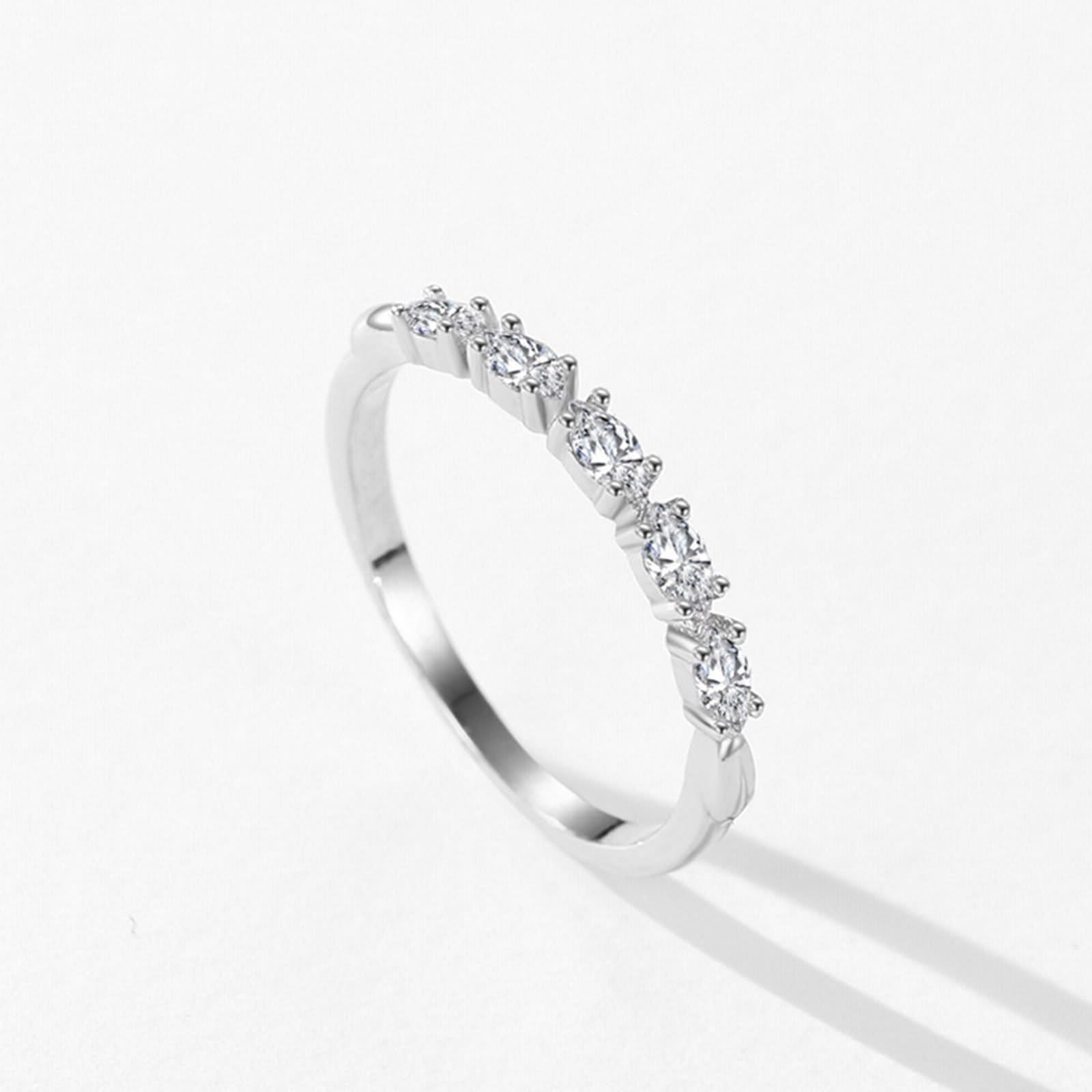 Anillos de compromiso para mujer, de plata, con diamantes sintéticos, platino 950, talla 45 (14.3)