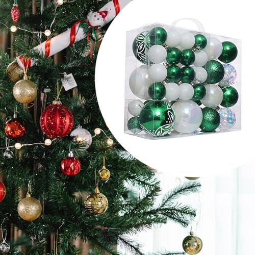 Boules de Noël haut de gamme vert blanc, suspensions fêtes intérieur 46 pces - 6