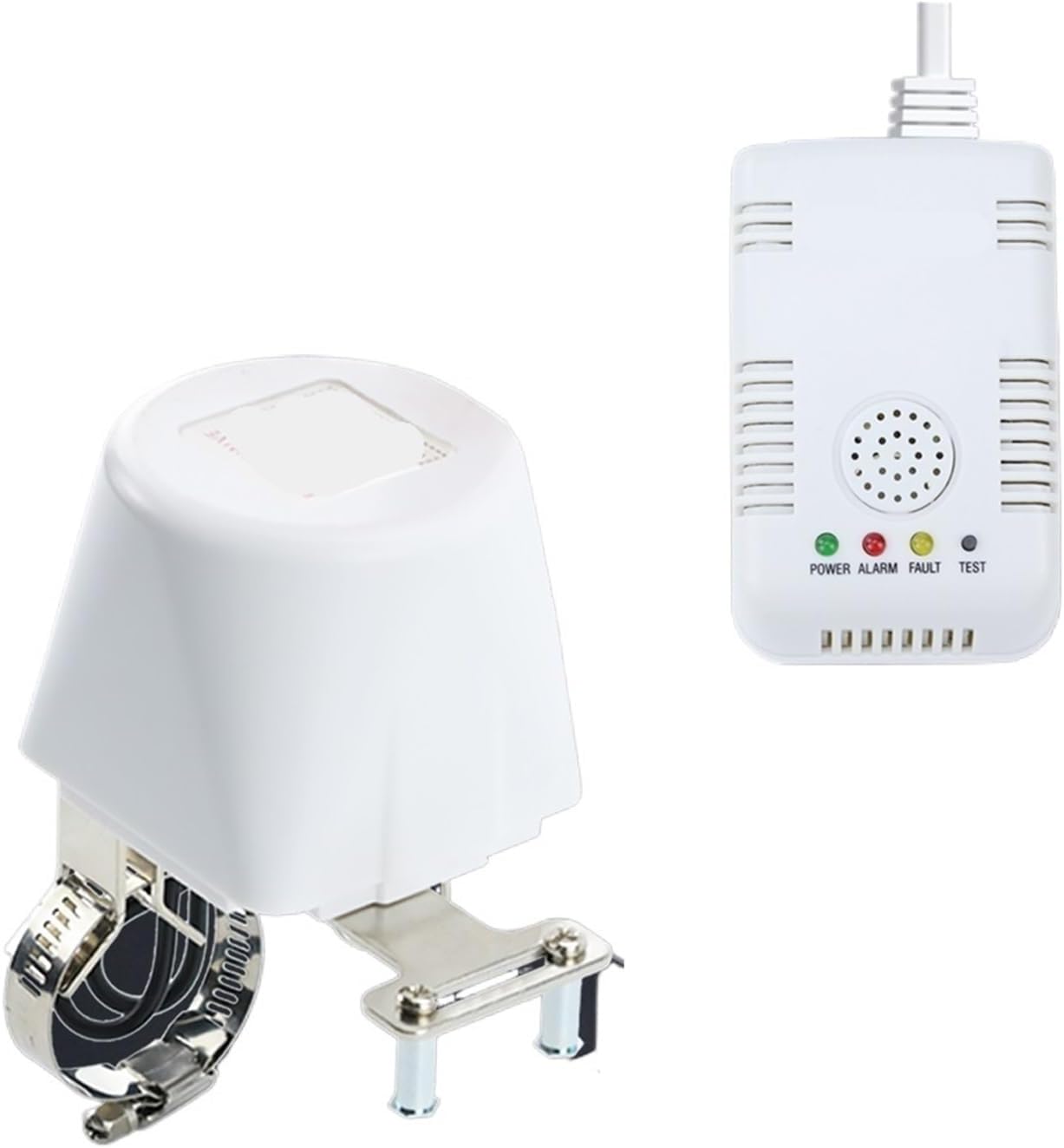 Smart home pipeline control valve 1/2" 3/4" 1" for gas and water alarm cut-off valve 12V(Size:EU Plug,Color:White Color)