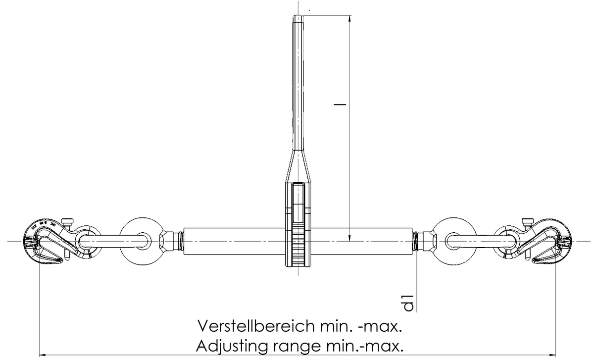 Tendicatena a cricchetto, con gancio di accorciamento, 4000 kg, 8 mm
