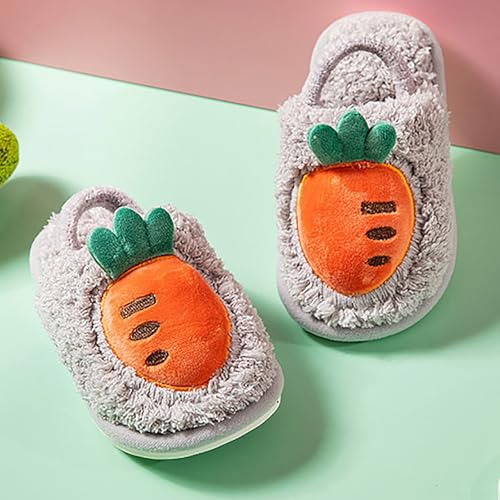 Kids Slippers, Boys Girls Cute Bow Plush Funny Cartoon Carrot Slippers,Comfy Fuzzy Pillow Cloud Plush House Footwear4
