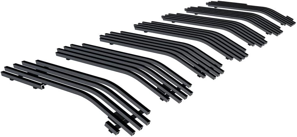 APS Premium Stainless Steel Black Mesh Grille Grill Insert Compatible with Jeep Wrangler JL 18 19 20 21 22 23 24 Main Upper N19-H14467J