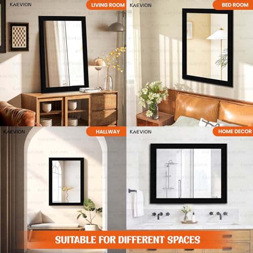 Image of Wall Hanging 2ft Black Water Proof PVC Framed Mirror | Wall Mirror for Bedroom or Bathroom Home Decor Mounted for Bedroom Living-Room Vanity Farmhouse | Wash Room Mirror for Wall