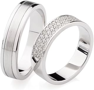 Wedding Ring Sets 925 Sterling Silver Couple Matching Wedding Ring Set Personalized Man and woman Wide Silver Wedding Ring Set