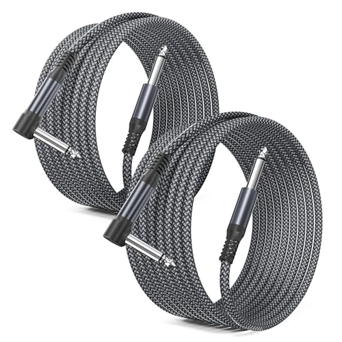 Elebase Cable Jack Guitare Coudé 3M 2 Pack,Angle Droit Mono 6,35mm Câble Audio Instrument TS 1/4 Mâle vers Mâle pour Guitare éLectrique...
