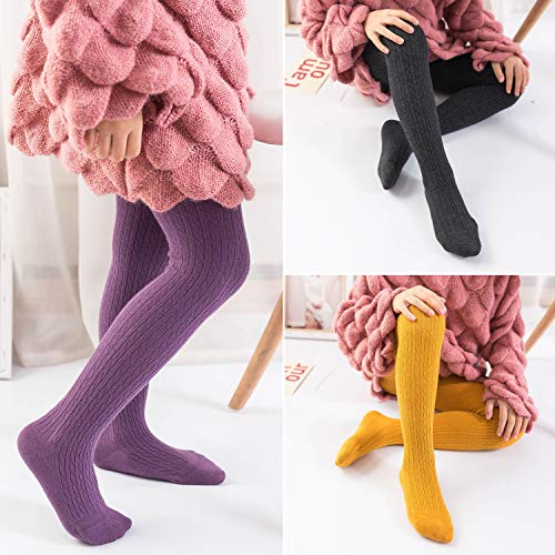 Image of EPEIUS Baby Girl Tights Thick Cable Knit Leggings Little Girls Cotton Stockings Pantyhose for Toddlers Child 2-10 Years