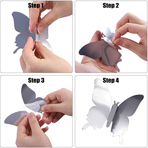 24Pcs Diy Mirror 3D Butterfly Removable Mural Stickers Wall Stickers Decal For Home And Room Decoration #TOP5