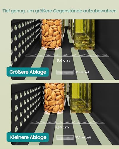 Nahaufnahme der pulverbeschichteten Stahlhalterung des SONGMICS Gewürzregals - Detailansicht von SONGMICS Gewürzregal...