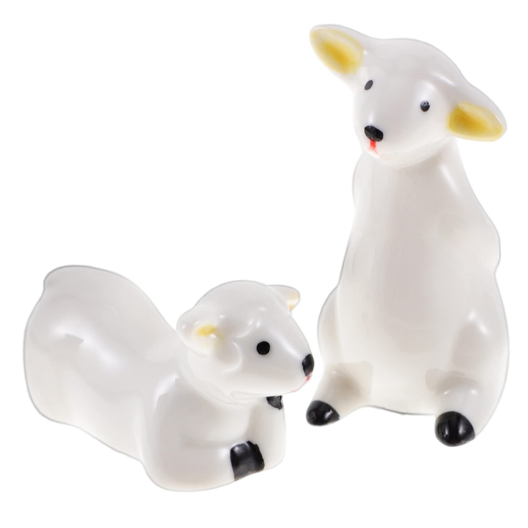 Cabilock 2 Piezas De Adornos De Cerámica Decoración Animales En Miniatura Ovejas Figuras En Miniatura Adorno De Oveja Juguetes De Escritorio Figuras De Animales De Granja Figura De