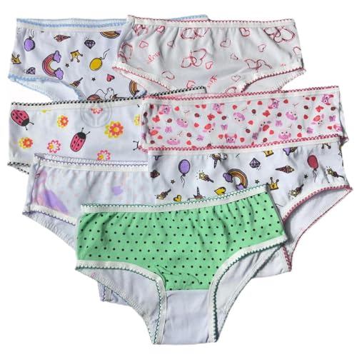 Kit 12 Calcinhas Infantis Menina 100% Algodão Conforto 2 a 10 Anos Lisos ou Estampados (BR, Alfa, GG, Estampa Sortida)
