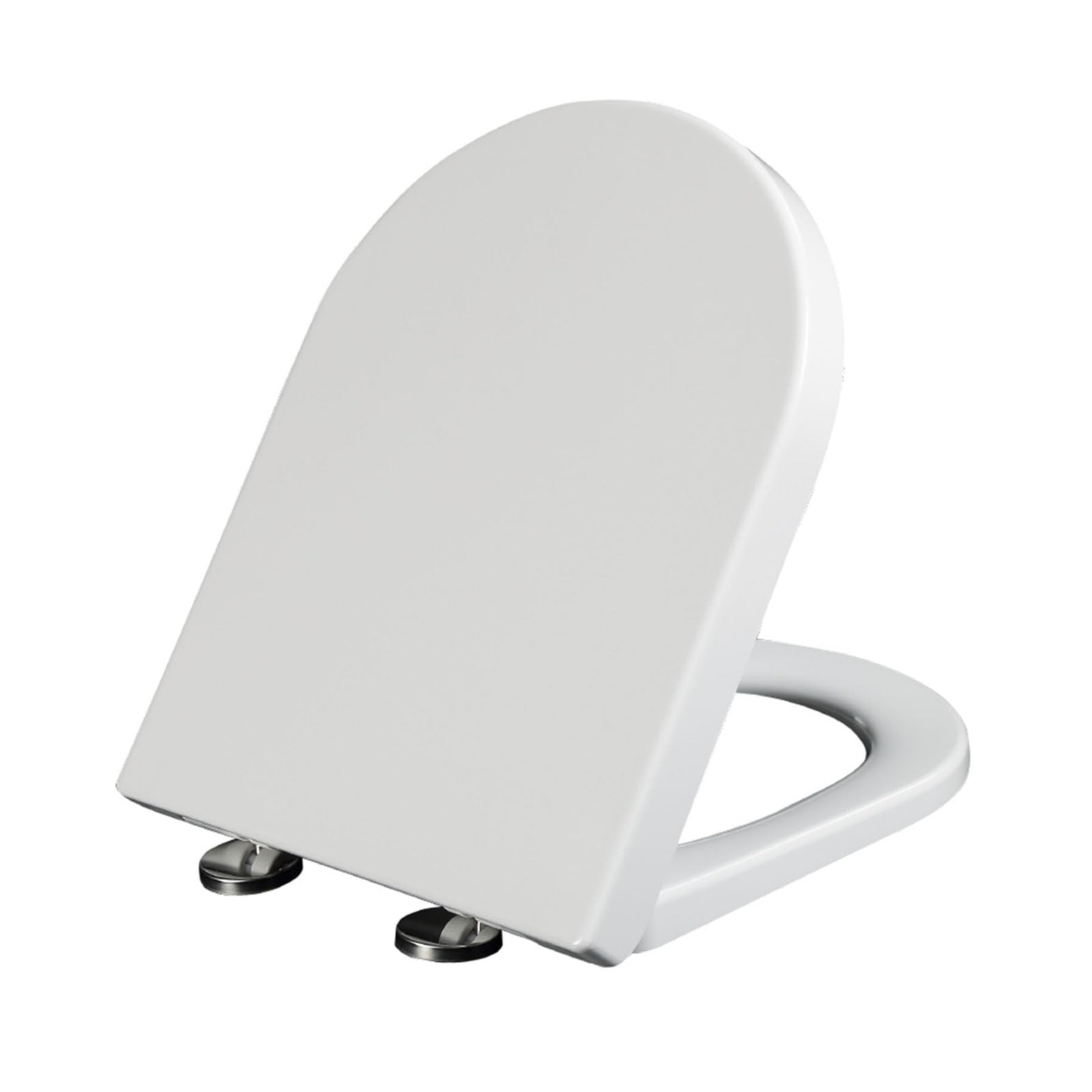 2B 42x33cm,Tapa WC en Forma de D, Asiento para Inodoro de Cierre Suave, Tapa de Inodoro Bisagras Ajustables, Desmontaje rápido, Fácil de Limpiar, Blanco