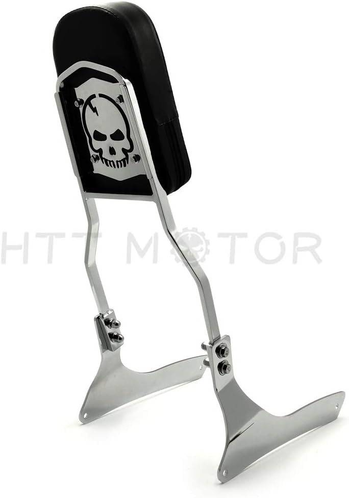 HTTMT MT140+SS001-SA- Chrome Flame Backrest Sissy Bar Pad Compatible with Suzuk Boulevard C90/VL1500 Intruder
