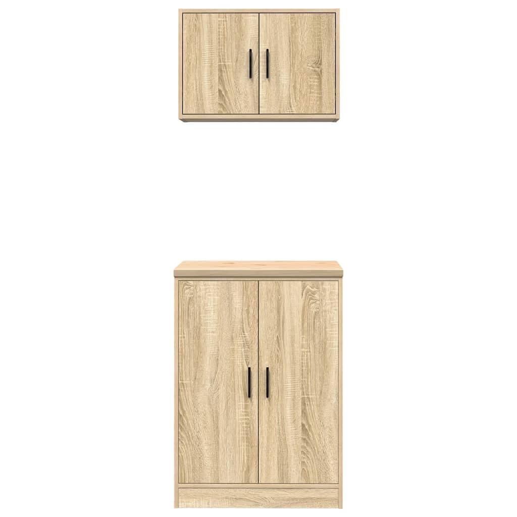 Générique Armoires de Garage 2 pcs chêne Sonoma Bois d'ingénierie,Entreprise & Industrie,Stockage Industriel,Armoires industrielles,3328307