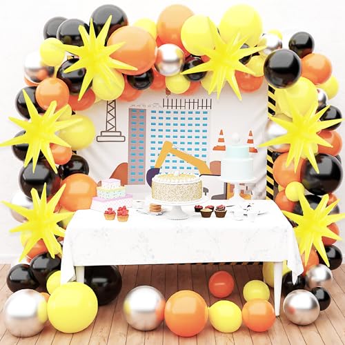 Image of TONIFUL 4 Pcs Explosion Star Balloons Pastel Yellow Foil Party Balloon | Large Mylar Star Balloon for Sunflower Girls' Birthday Bridal Shower Baby Shower Spring Lemon Garden Picnic Party Supplies