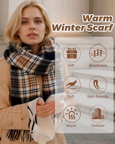 DOFOWORK Winter Scarf for Women Winter - Scarves for Women/Men​ 81"×18" Tassel Blanket Scarf Womens Scarves Wraps3