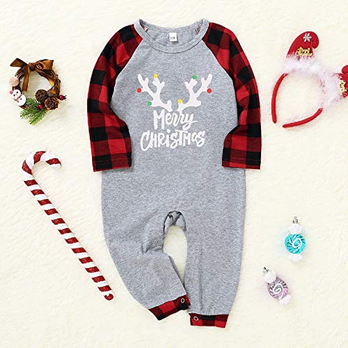 Esenlong Kerst Familie Bijpassende Outfit Set, Lange Mouw Blouse+ Plaid Lange Broek Baby Romper Xmas Pyjama Nachtkleding Vakantie Pak voor Papa Moeder Meisjes Jongens - Afbeelding 3
