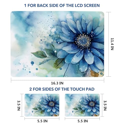 Sticker ordinateur portable 17 pouces fleur bleue anti-rayures